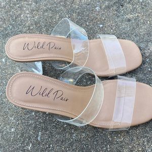 Like new, Wild Pair clear and beige high heels. Size 7.5